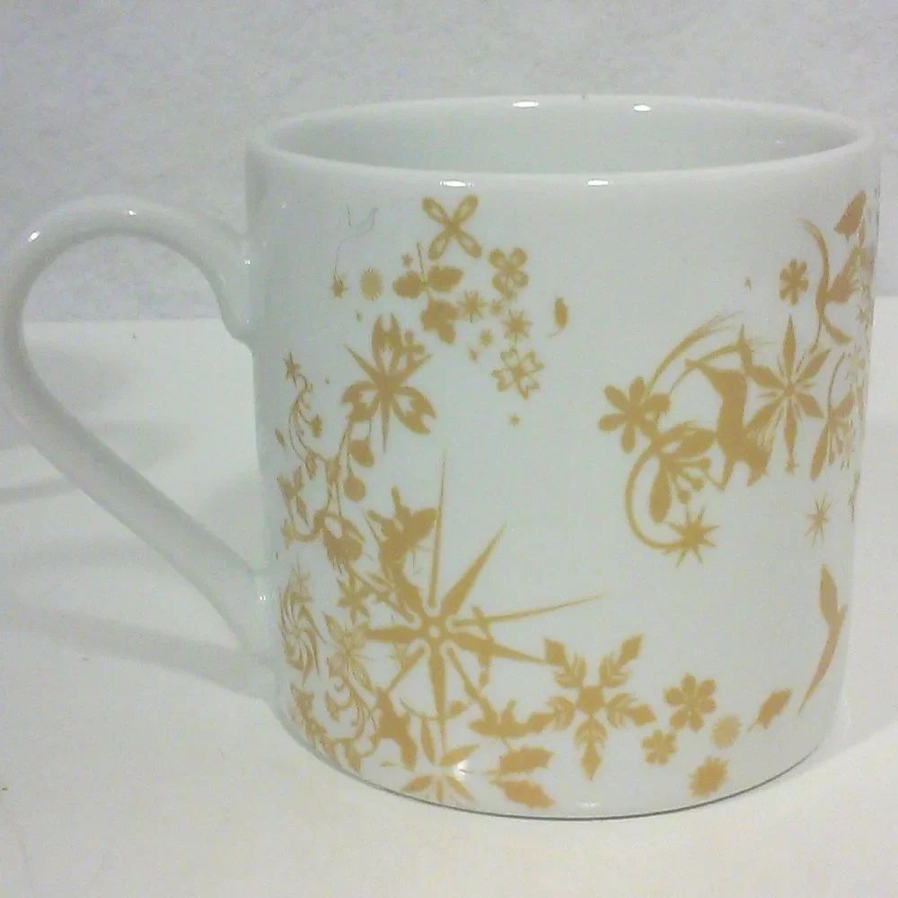 Vintage Tord Boontje Gold Porcelain Coffee Mugs Set of Four